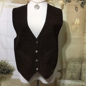 Genuine Leather Vest Unisex snap on front